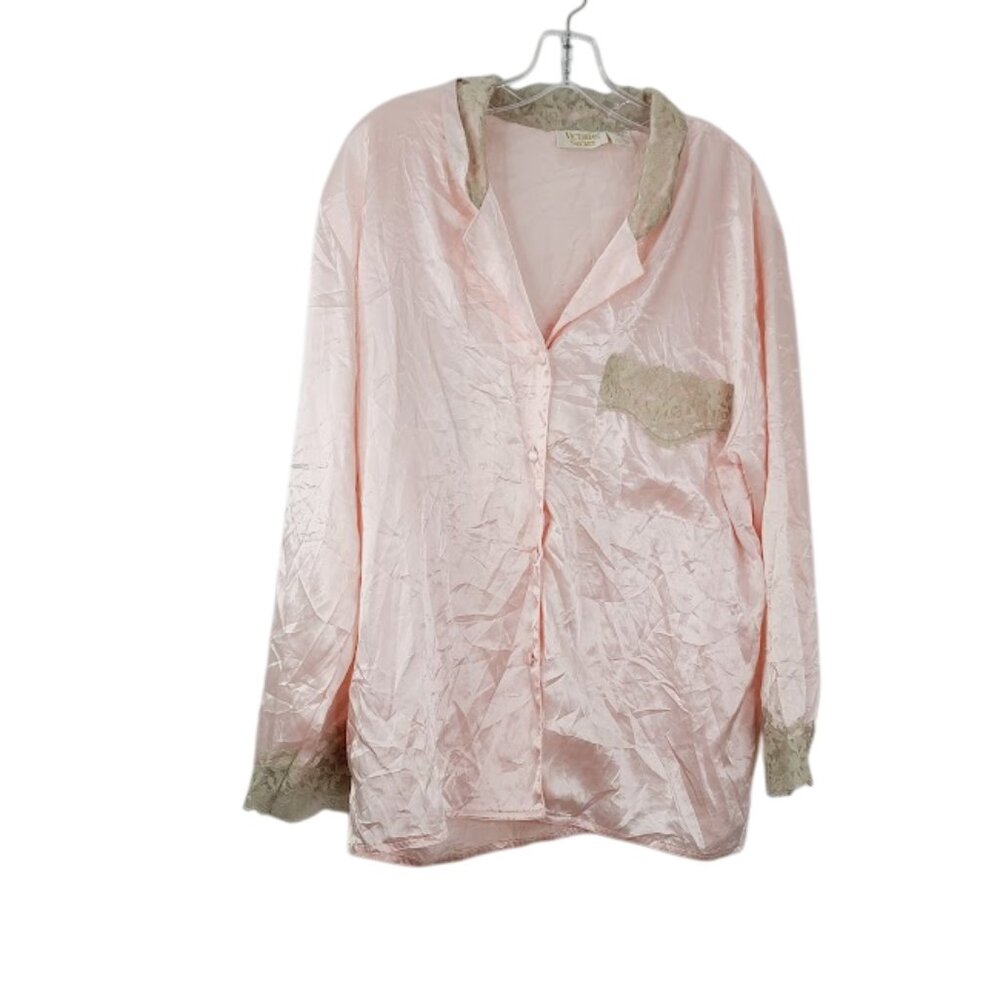 Victoria's Secret Women's Pink Slim Trim Sleep Button-Down Shirt Size M